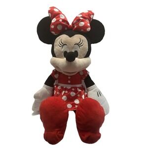Disney Minnie Mouse Plush Red Polka Dot Dress Bow Stuffed Toy 13.8 oz